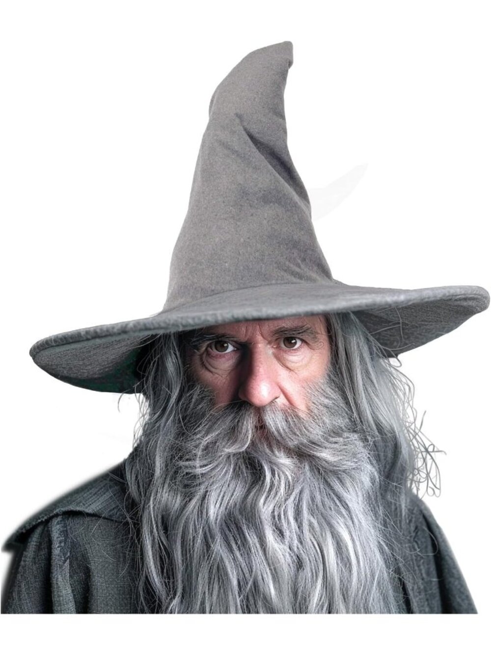 Halloween Grey 18IN Felt Large Witch Hat Funny Wizard Cosplay Accessories